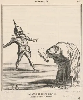 La partie de saute-mouton, by Honoré Daumier, ink, 1868