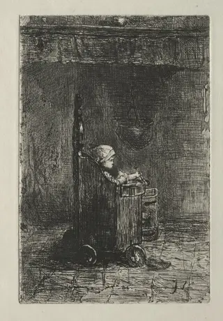 Baby in His Chair, by Jozef Israëls, 1875