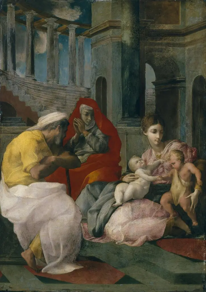 Holy Family with St Elizabeth, by Francesco Primaticcio, oil, 1541