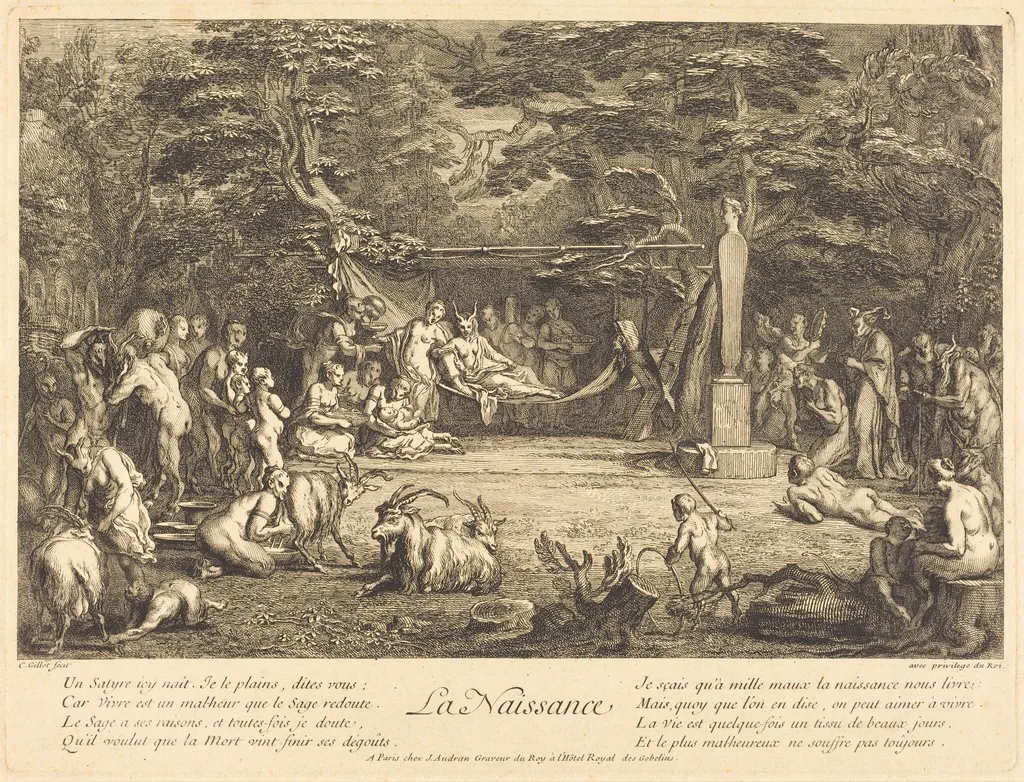 La Naissance (Birth), by Claude Gillot, ink, 1698