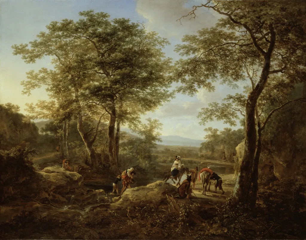 The Ford and Halt of the Travelers, by Jan Both, oil, 1649