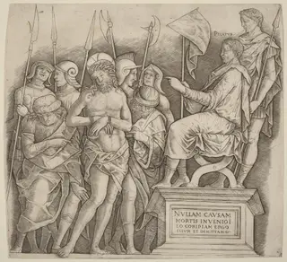 Christ before Pilate, by Giovanni Antonio da Brescia, ink, 1502