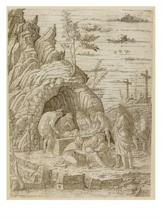 Entombment with Three Birds, by Andrea Mantegna, 1450