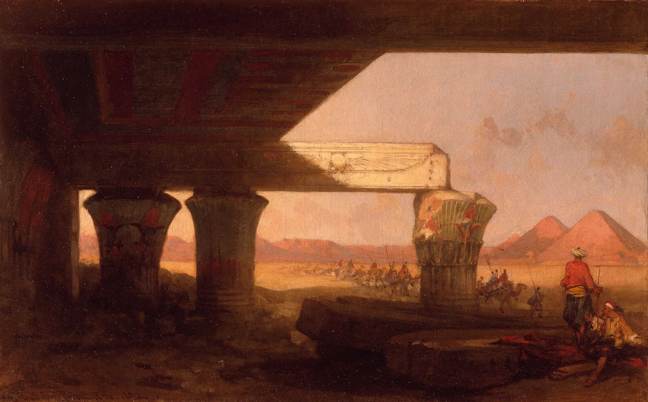 Egyptian Landscape with a Distant View of the Pyramids, detail