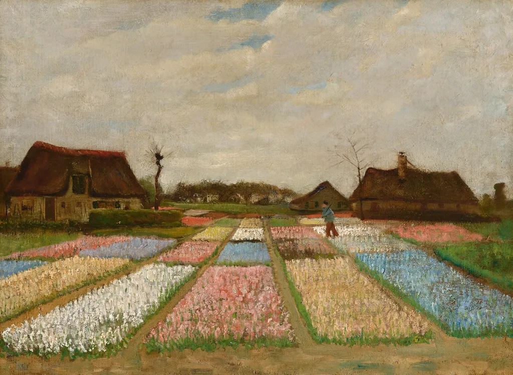 Flower Beds in Holland, by Vincent van Gogh, oil, 1883