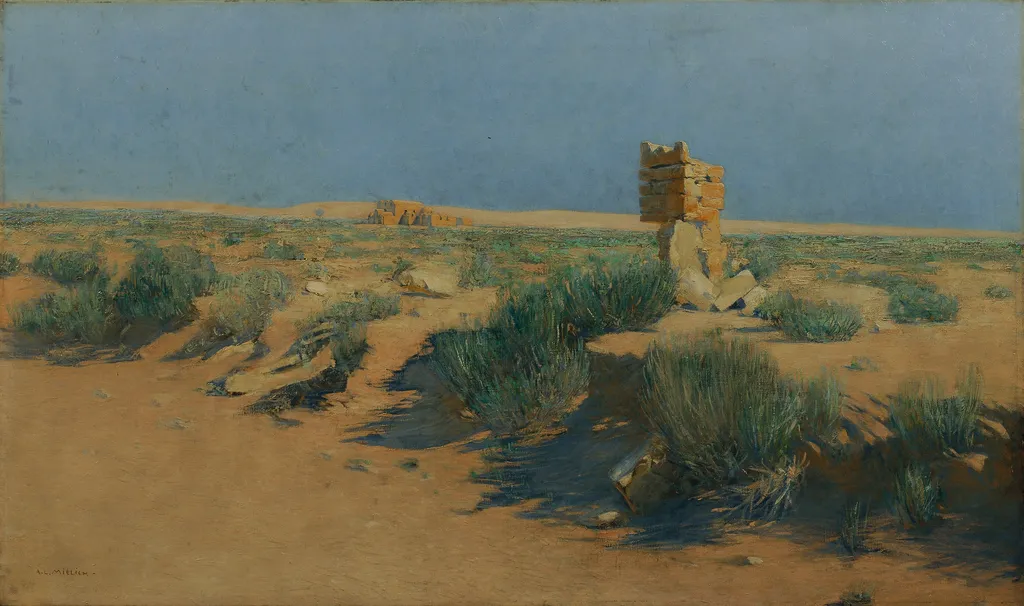 Das Wüstenschloss Qusair 'Amra, by Alphons Leopold Mielich, oil, 1901