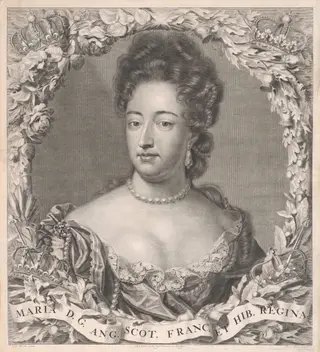Queen Mary II, by Pieter Stevens van Gunst, ink, 1694
