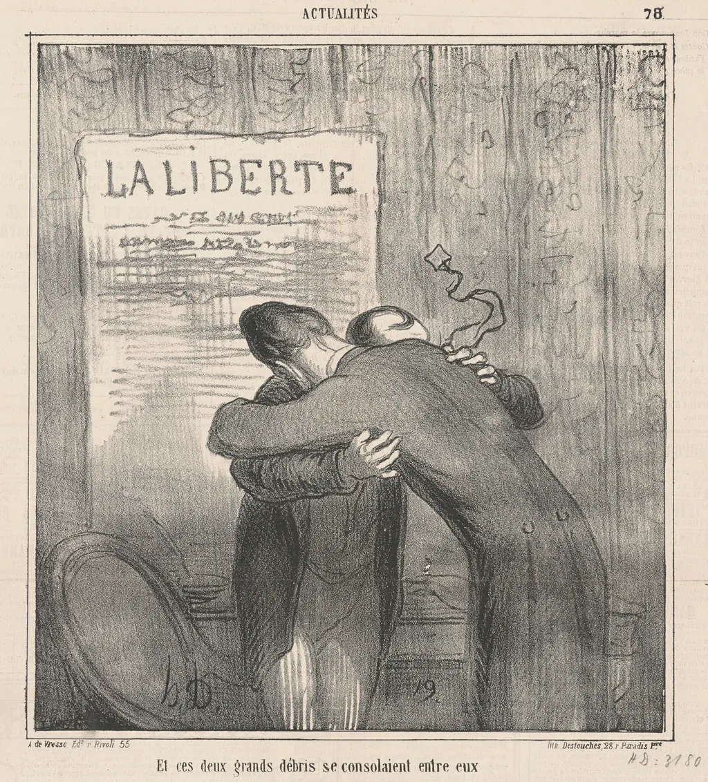 Et ces deux grands débris se consolaient, by Honoré Daumier, ink, 1866