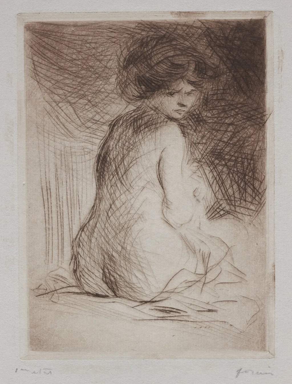Seated Nude Woman from the Back, by Jean-Louis Forain, 1910