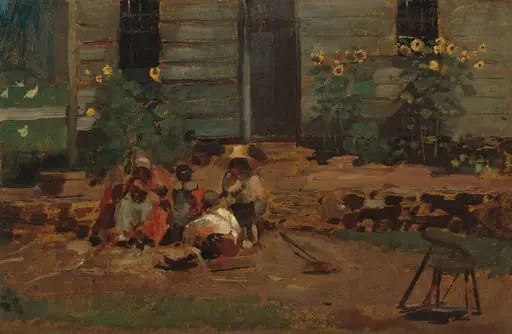 Sketch of a Cottage Yard, by Winslow Homer, oil, 1876