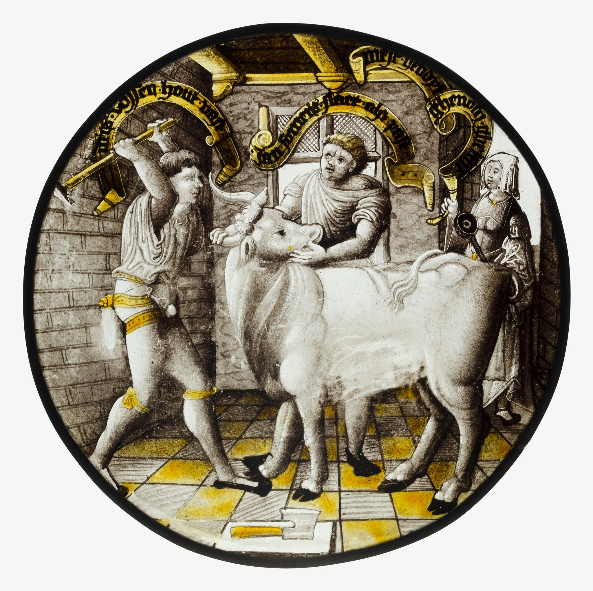Roundel with Killing of the Ox (December), detail