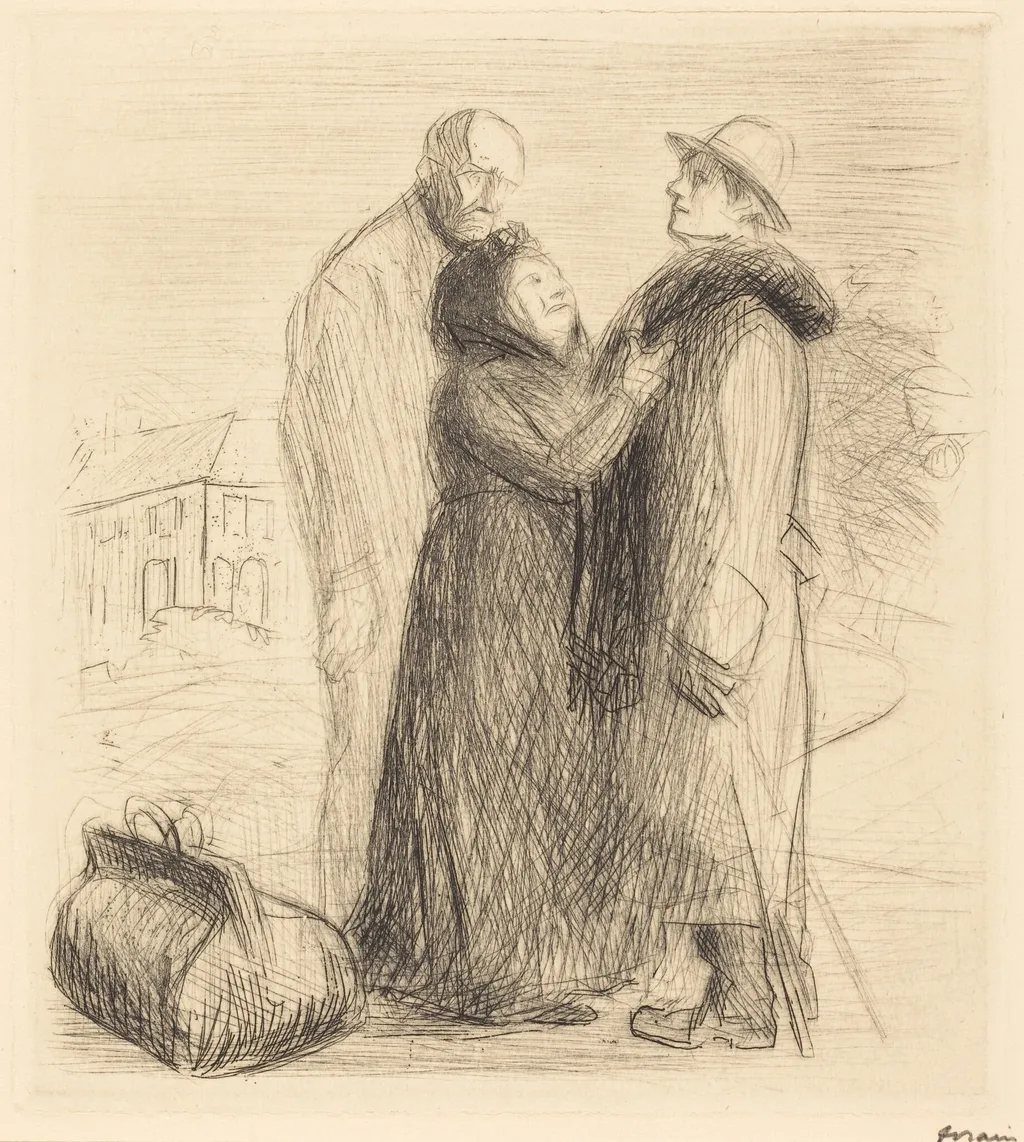 Le départ de l'enfant prodigue (1ère planche, en hauteur) (The Departure of the Prodigal Son) (first plate, vertical), by Jean-Louis Forain, ink, 1912