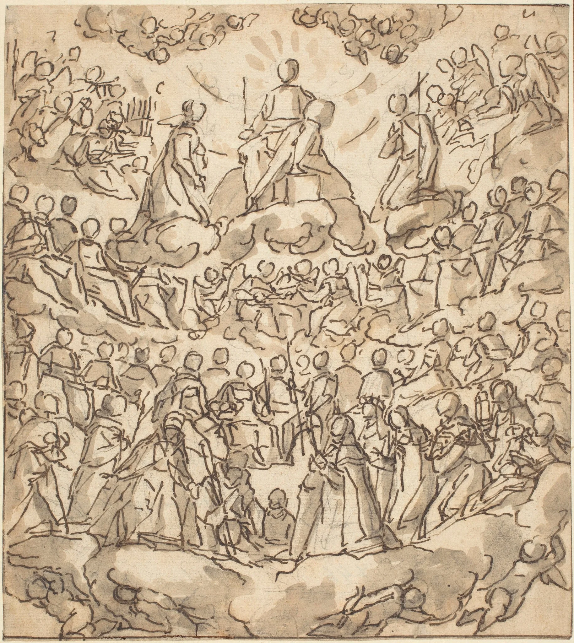 The Blessed in Paradise with the Virgin and St. John the Baptist before God, detail