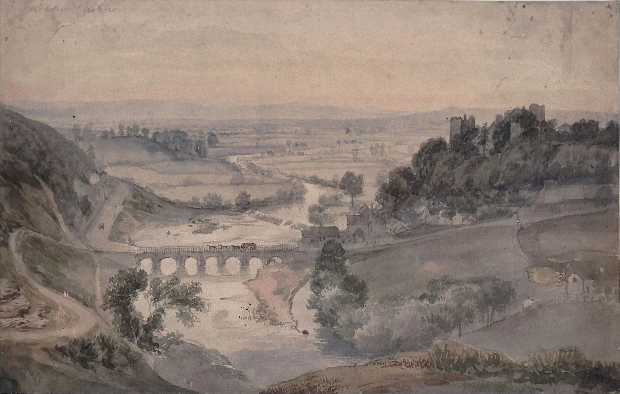 Ludlow Castle, overlooking the River Teme, detail