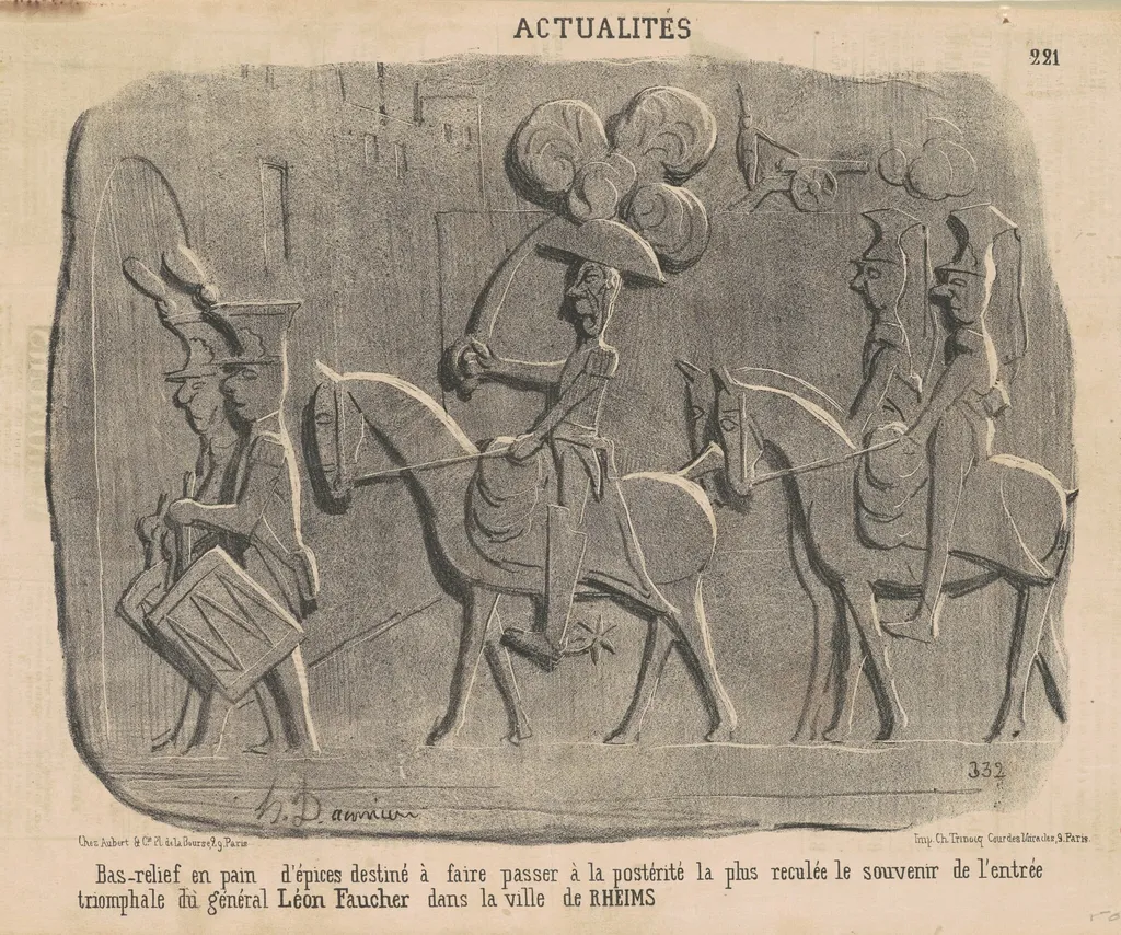 Bas-relief en pain d'épices ..., by Honoré Daumier, ink, 1851