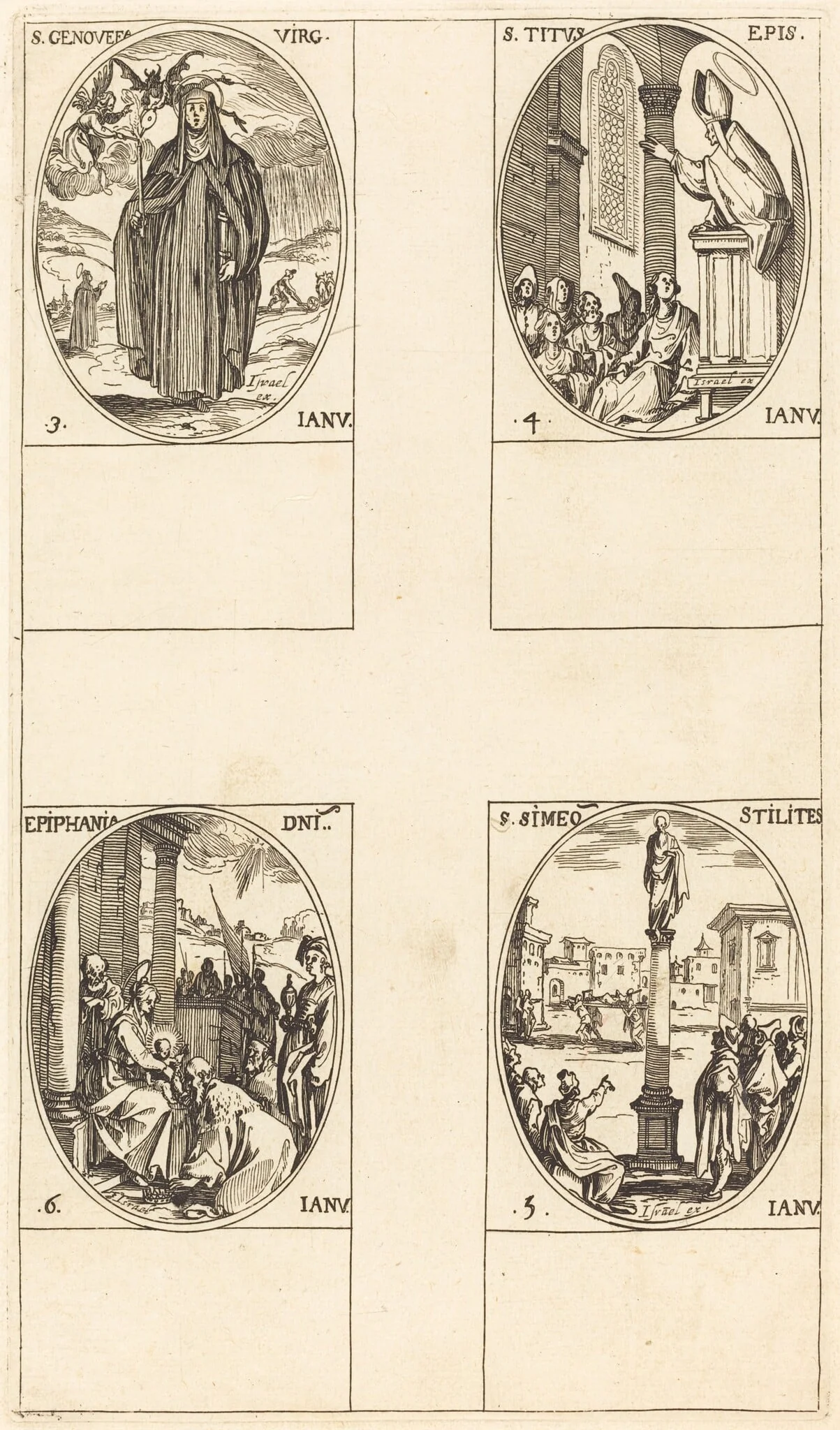 St. Genevieve; St. Titus; St. Simeon Stylites; Epiphany, detail