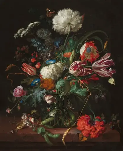 Vase of Flowers, by Jan Davidsz de Heem, oil, 1660