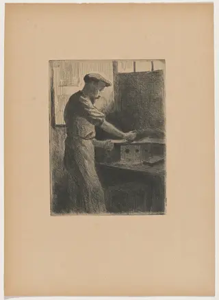 Auguste Delâtre au travail (Auguste Delâtre at Work), by Maximilien Luce, ink, 1895