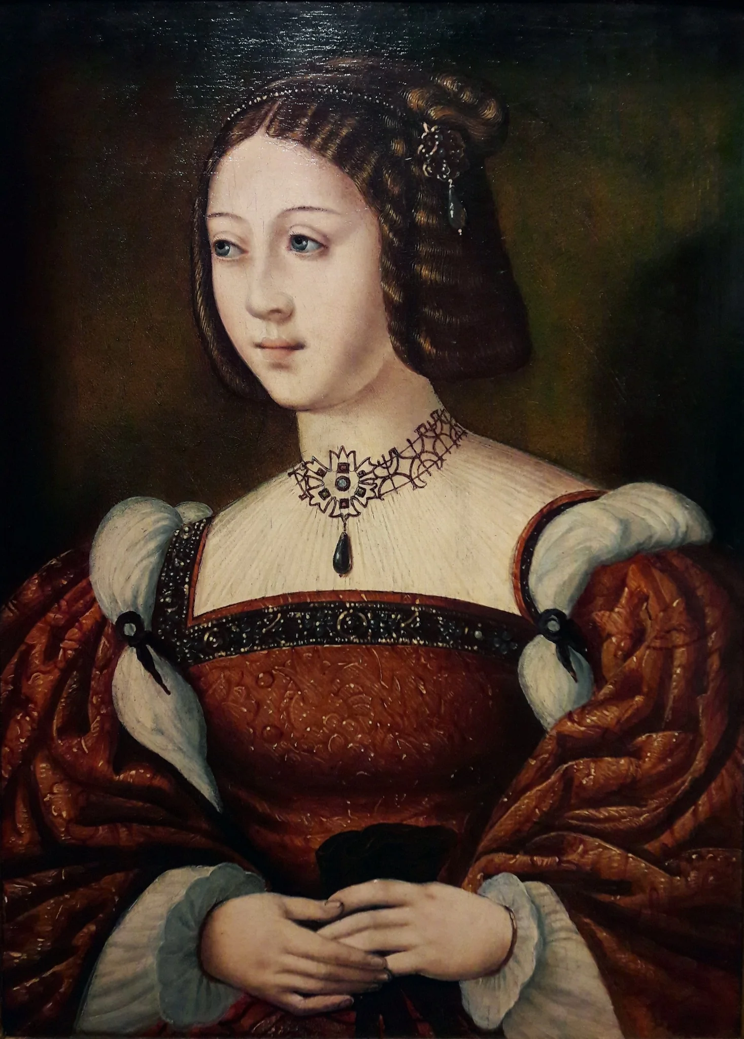 Portrait of Isabella of Portugal (1503-1539)., detail