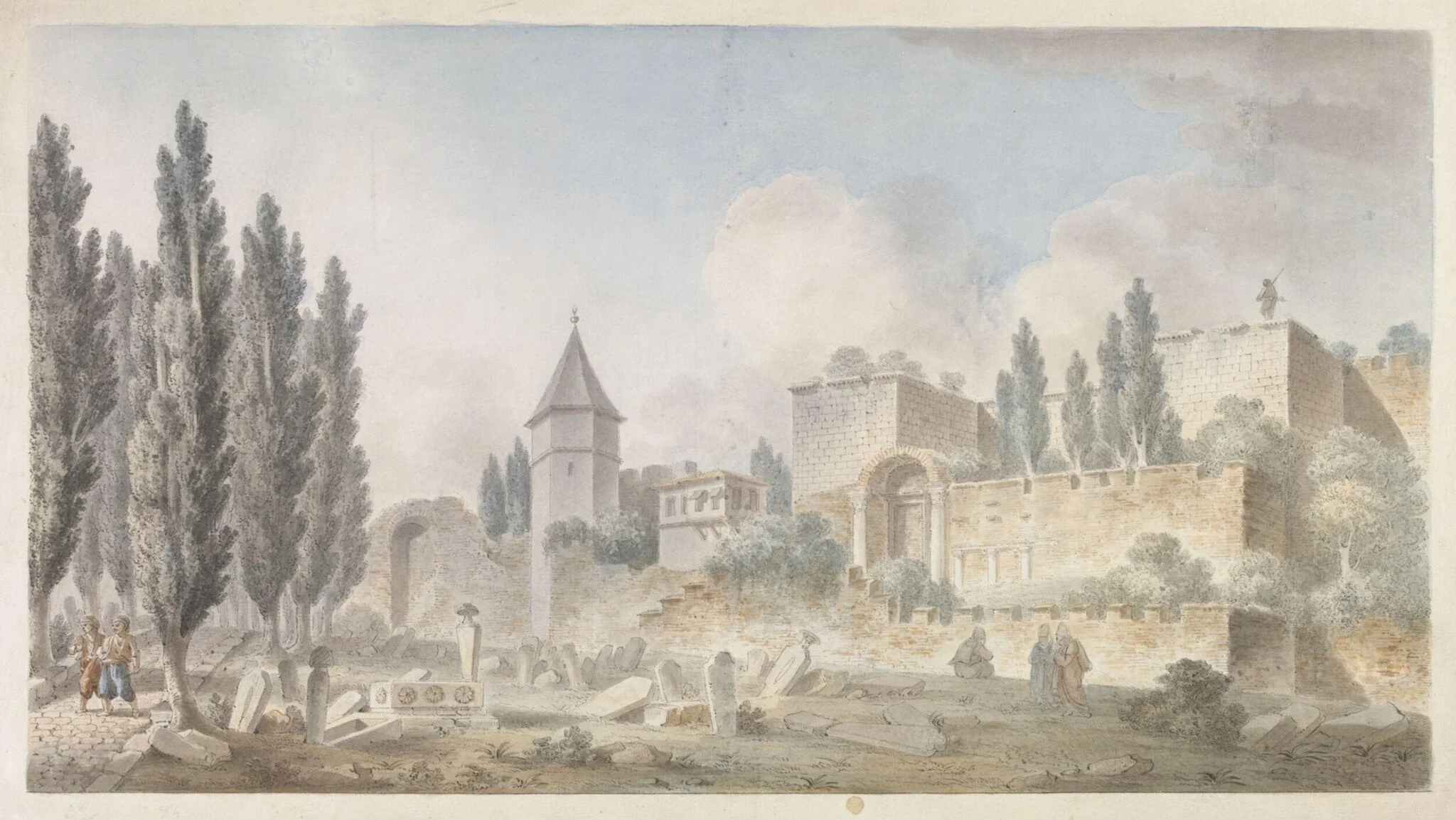 Yediküle with a Muslim Cemetery, Constantinople, detail