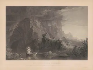 The Voyage of Life: Childhood, by James Smillie, ink, 1855
