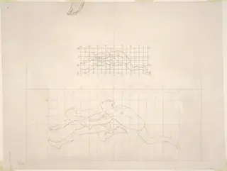 Studies for "Two Classical Male Figures Jumping", by John Singer Sargent, charcoal, 1920