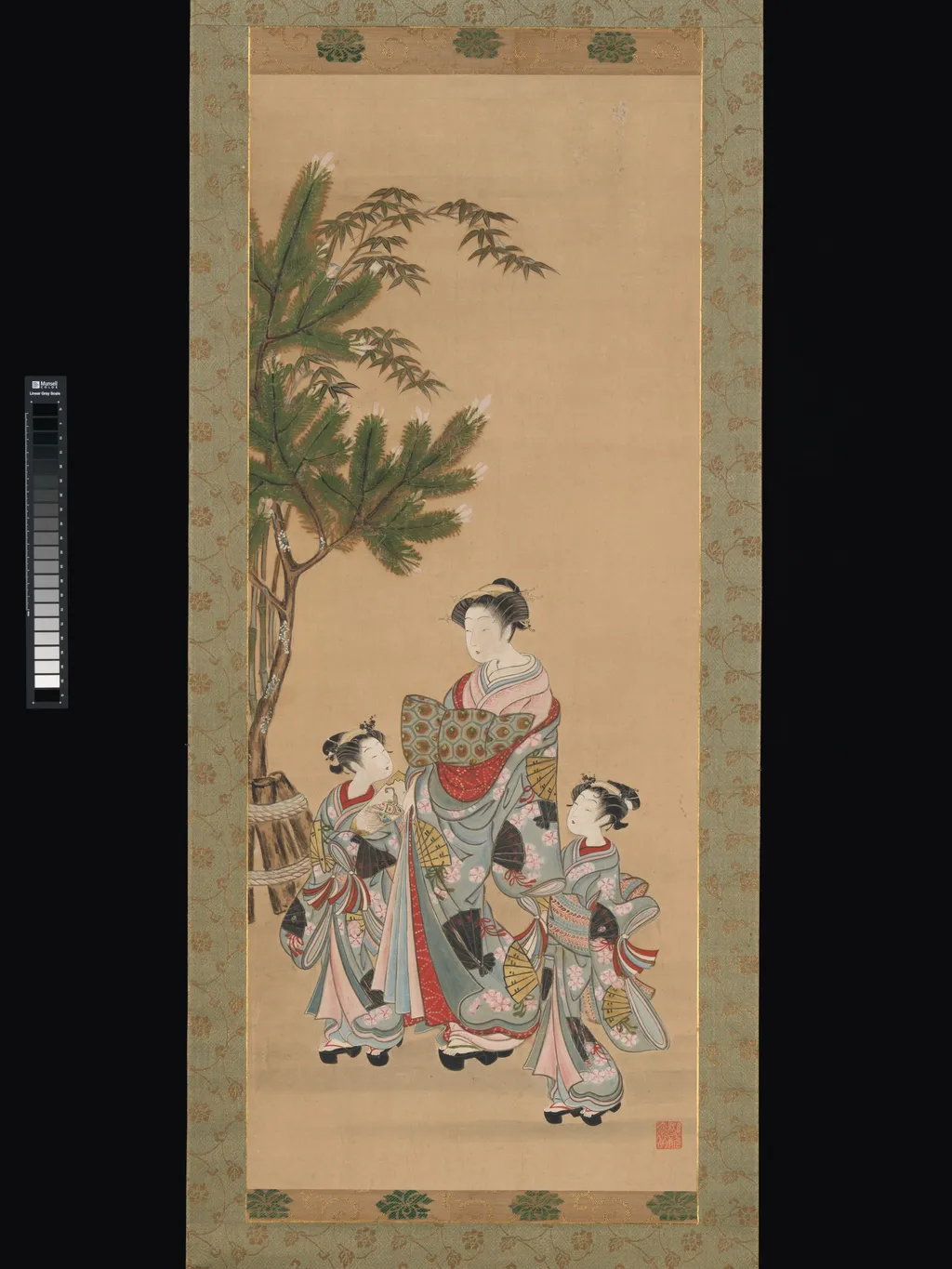 Courtesan and  Two Attendants on New Year's Day, by Isoda Koryūsai, unspecified