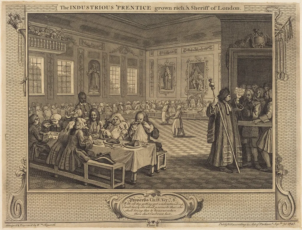 The Industrious 'Prentice grown rich & Sheriff of London, by William Hogarth, ink, 1747
