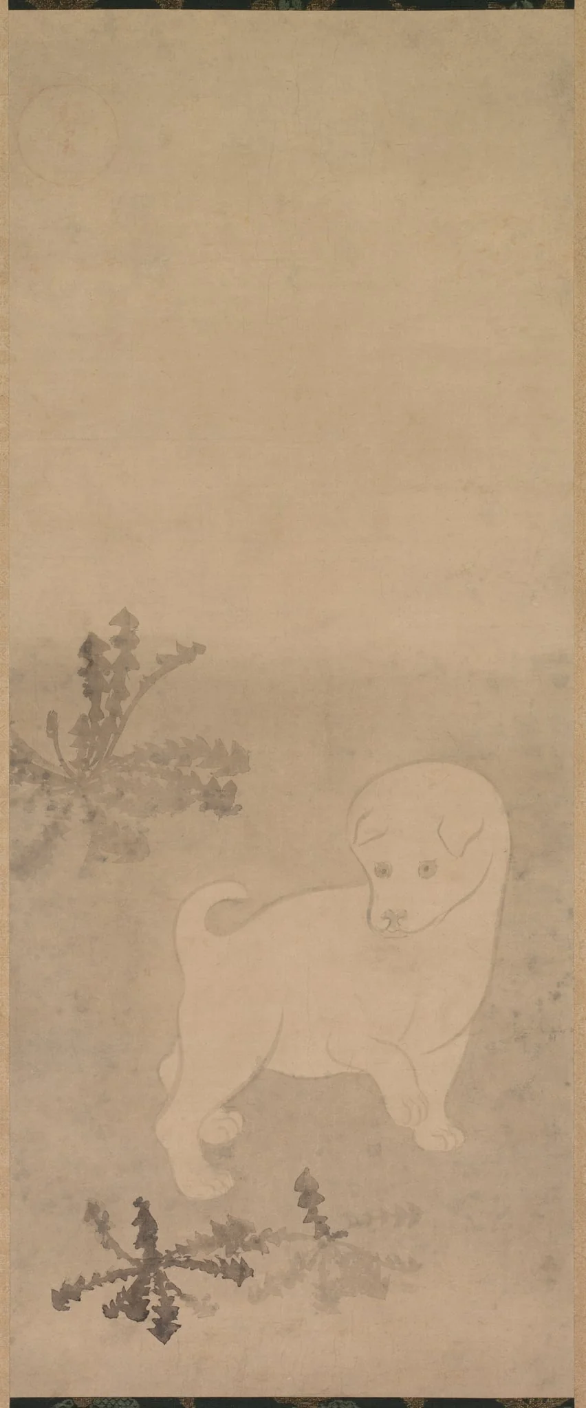 Puppy with Dandelions, detail