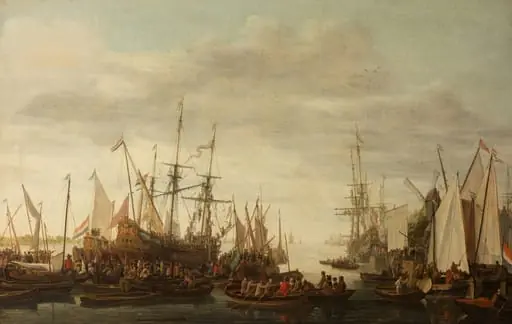 Het kielhalen van de scheepschirurgijn van admiraal Jan van Nes, by Lieve Verschuier, unspecified, 1673