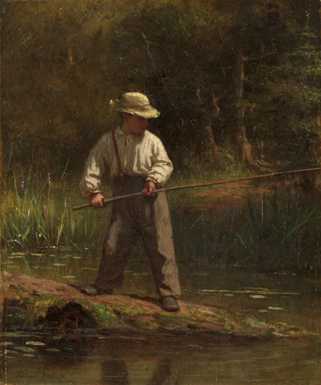 Boy Fishing, by Eastman Johnson, oil, 1864