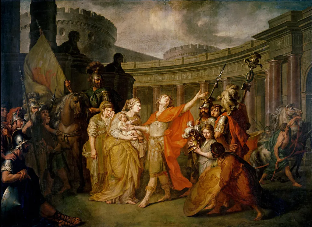Farewell of Hector and Andromache, by Anton Losenko, oil, 1773