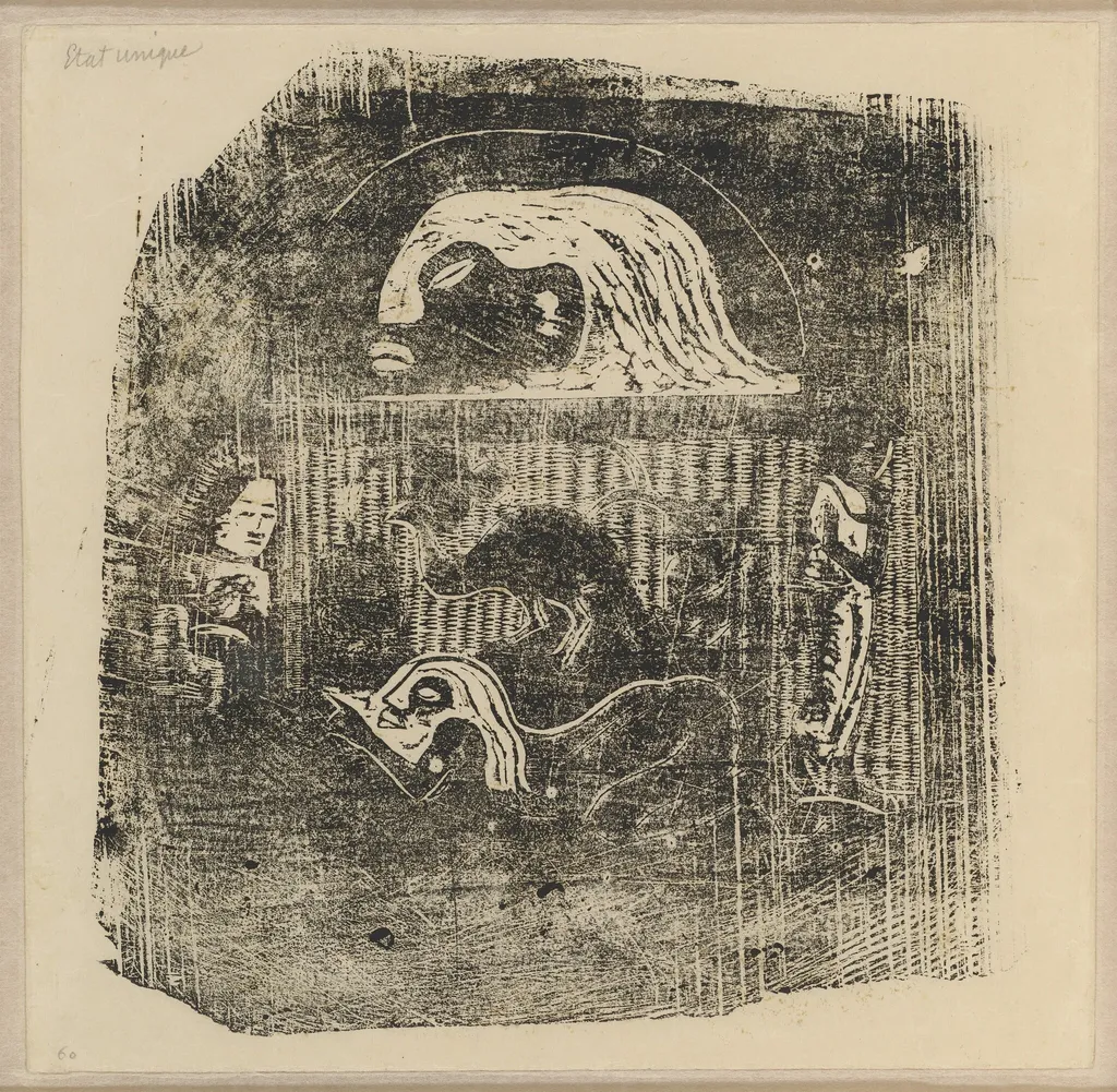 Te Atua (The Gods) Small Plate [verso], by Paul Gauguin, ink, 1895