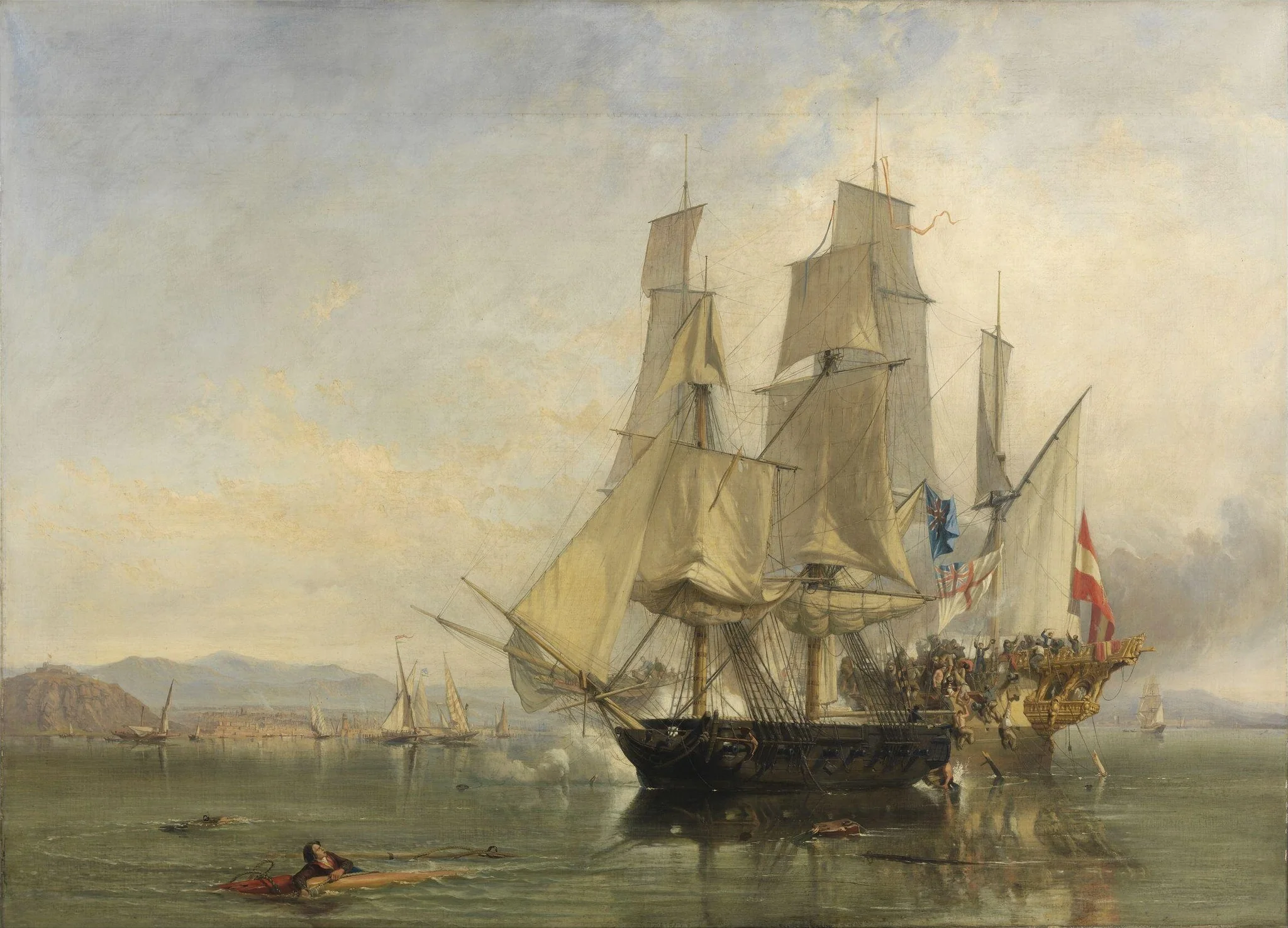 The Action and Capture of the Spanish Xebeque Frigate El Gamo, detail