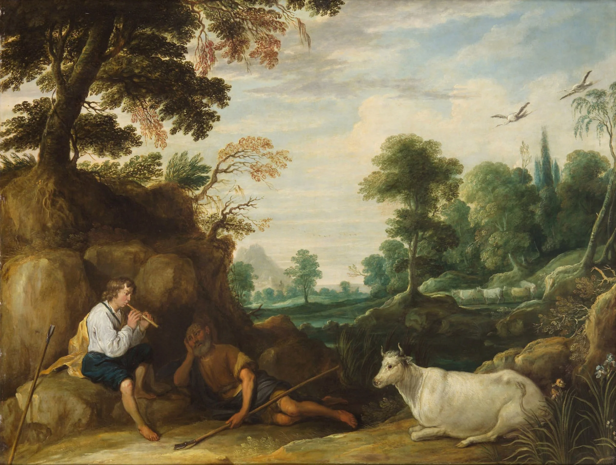 Mercury playing the flute for Argus, detail