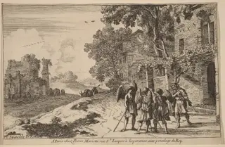 Abraham and the Three Angels, by Herman van Swanevelt, ink, 1628