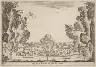 Quarta Scena di Mare, by Stefano Della Bella, ink, 1637