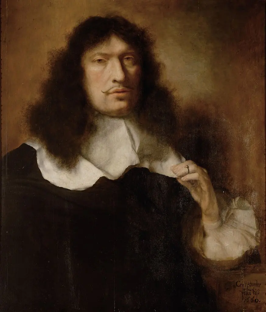Portrait of a man with dark hair, probably Alphons Zeffiri, by Christopher Paudiß, oil, 1660