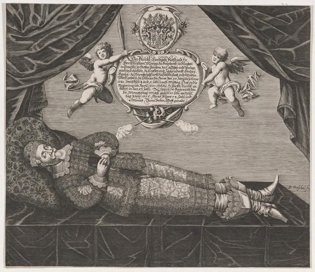 Christian, Margrave of Brandenburg-Bayreuth on his Deathbed, by Peter Troschel, ink, 1656