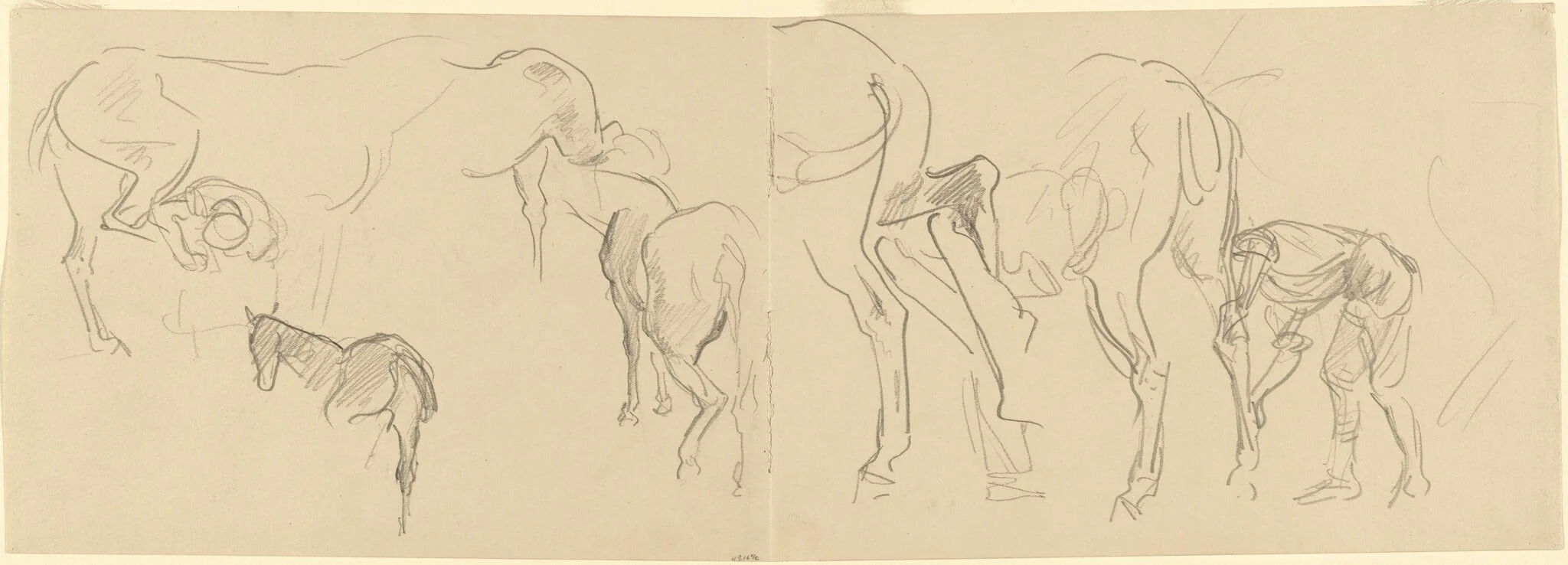 Studies for "Shoeing Calvary Horses at the Front" [recto], detail