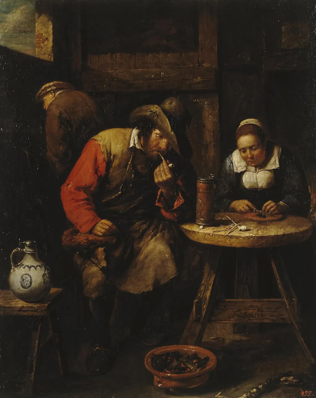 Smoker, by Gillis van Tilborgh, oil, 1658