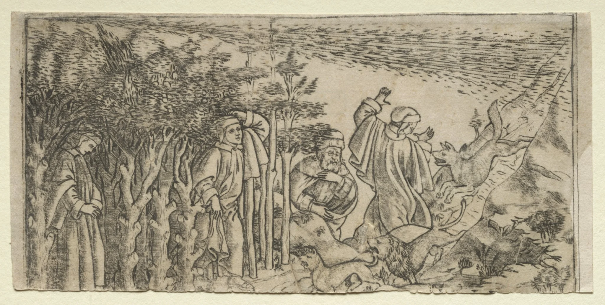 Dante Lost in the Wood: Escaping and Meeting Virgil, Canto I, detail
