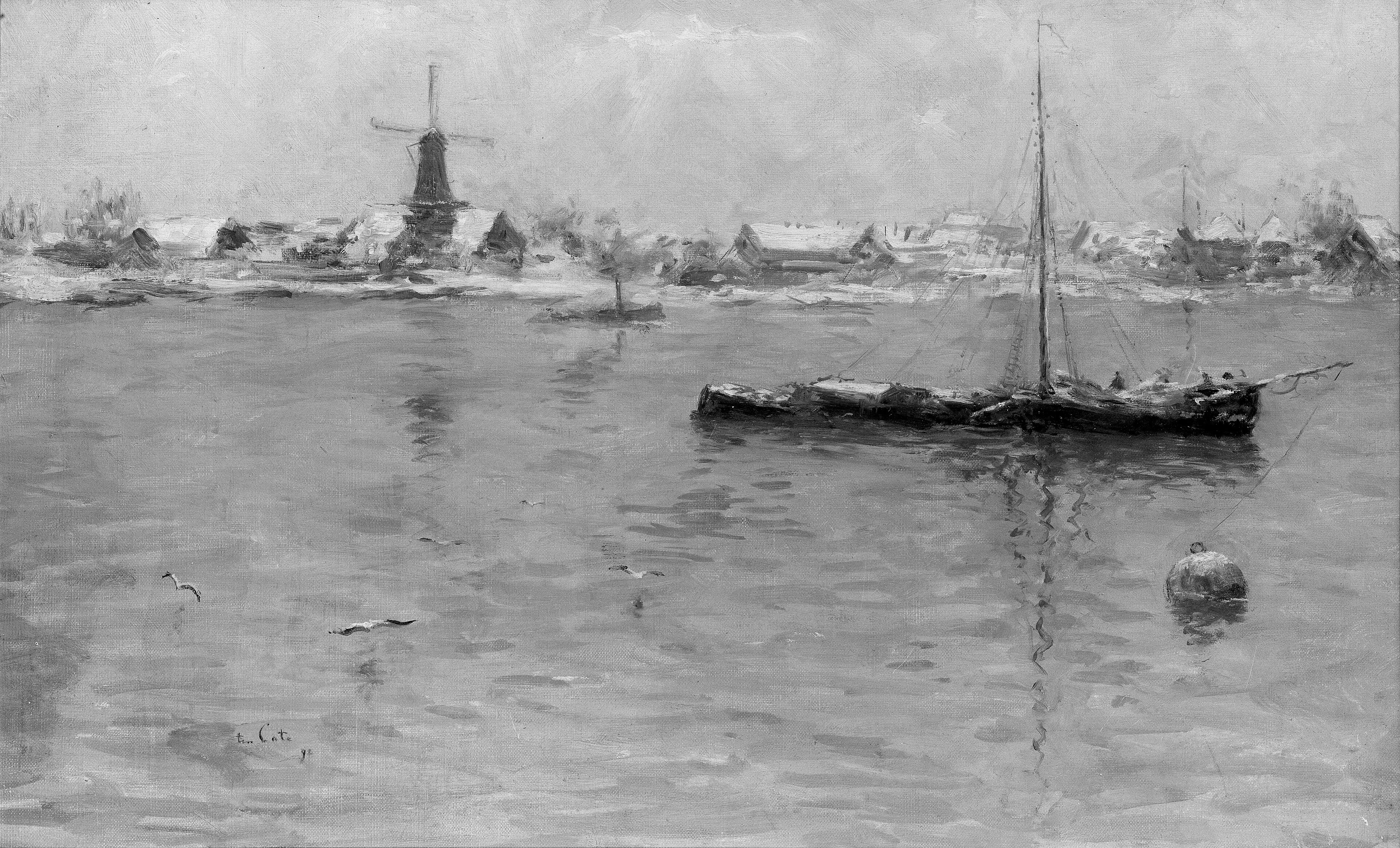 A View of Dordrecht in Winter, detail