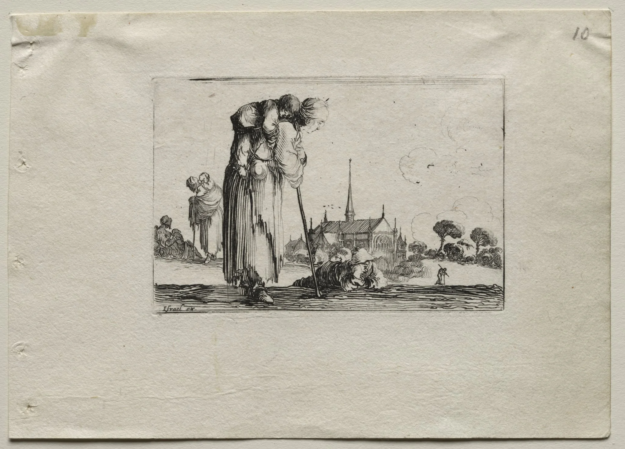 Caprices: Standing Beggar Woman Carrying a Child on her Back, detail