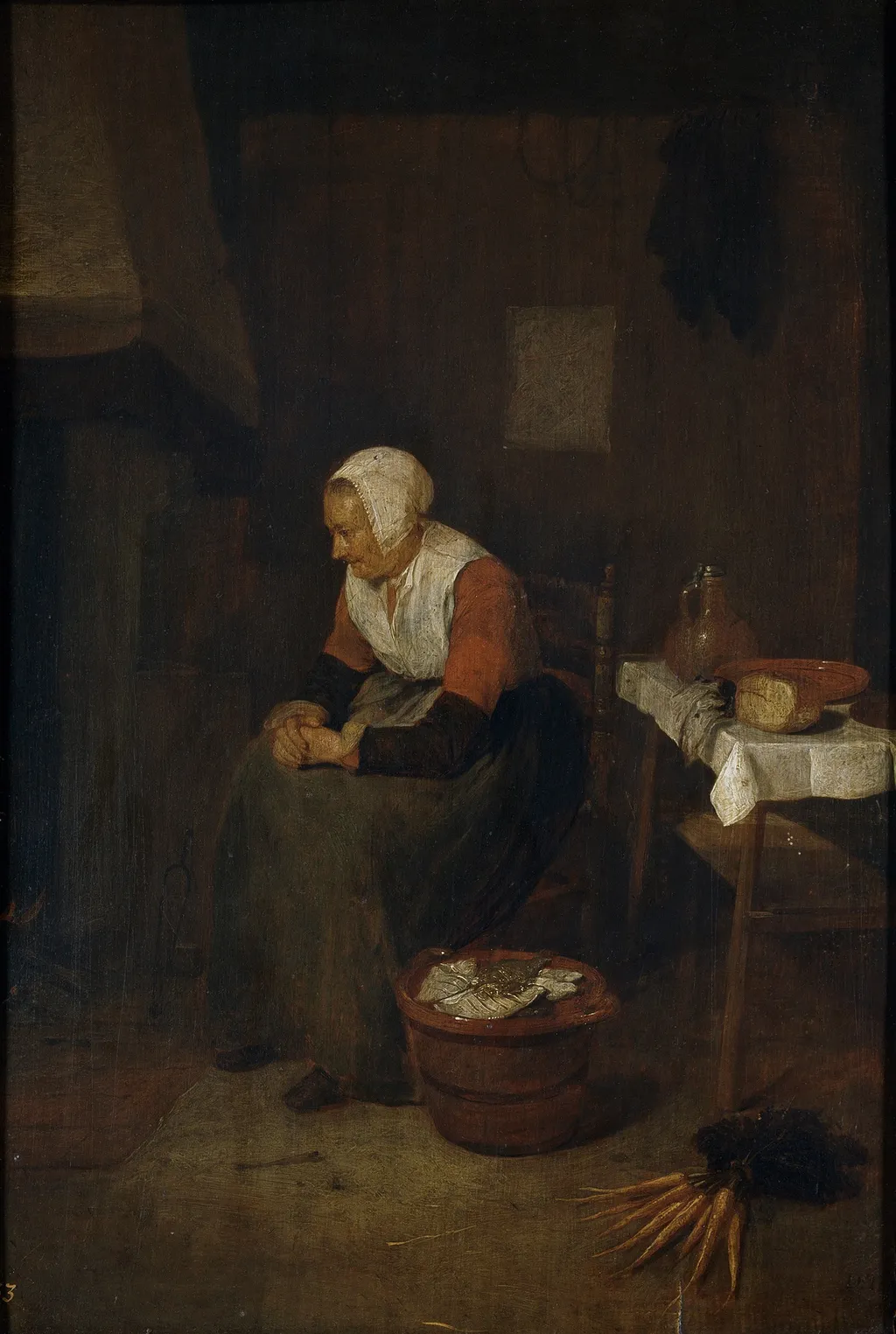 Old Woman by a Fireplace, by Quirijn van Brekelenkam, unspecified, 1660