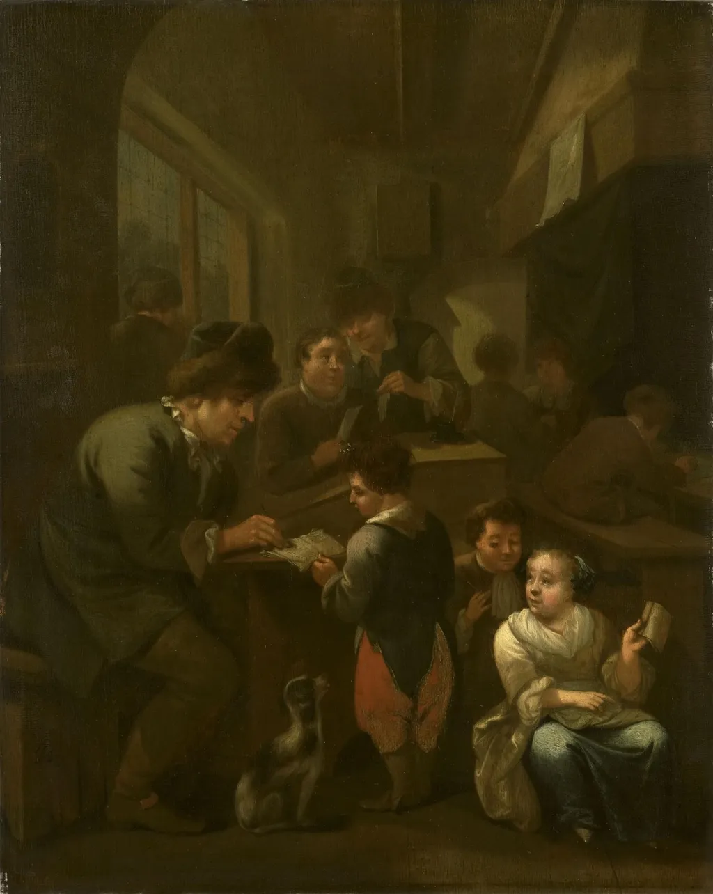 The schoolmaster, by Bernardus van Schijndel, oil, 1695