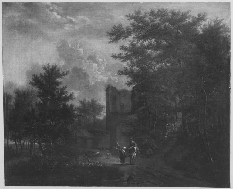 Baumlandschaft mit Ruine, detail
