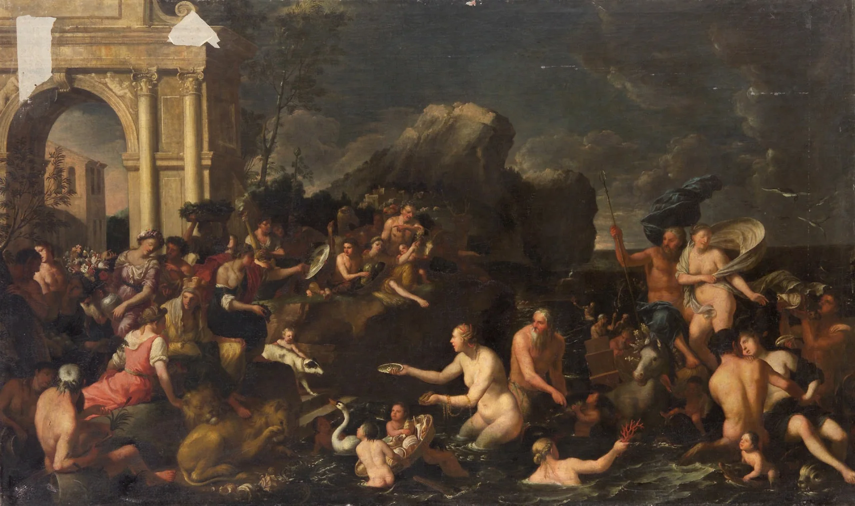 Kybele empfängt Neptun und Amphitrite, detail