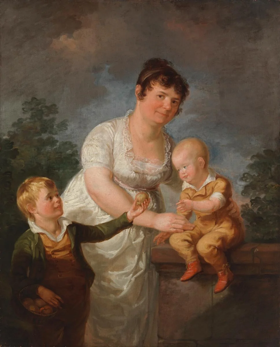 Taiteilijan äitipuoli Mariana Juliana Lauréus poikineen, detail