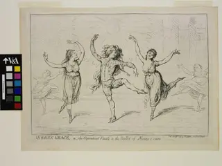 Modern Grace, or the Operatical Finale to the ballet of Alonzo e Caro, by James Gillray, 5